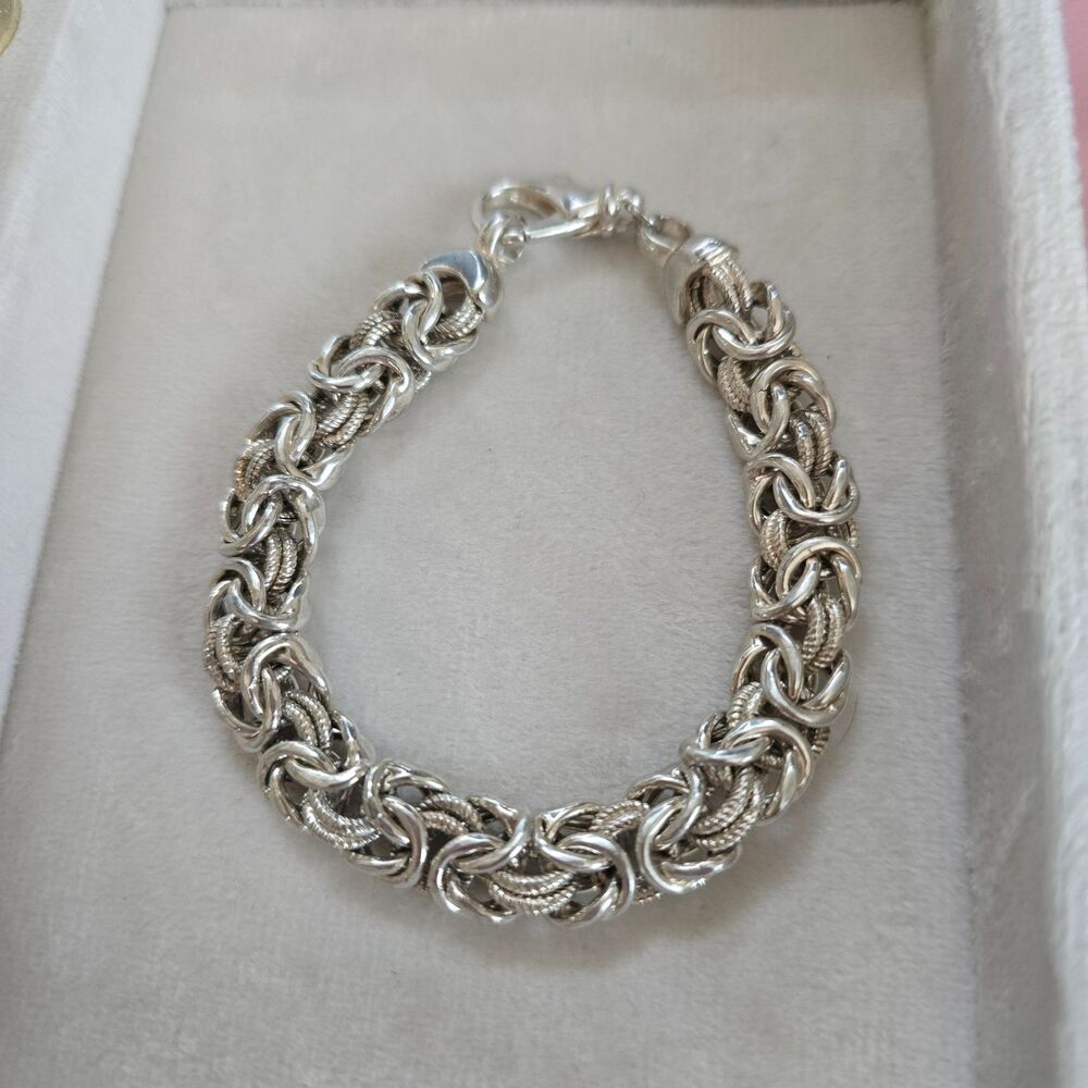 Vintage Milor Sterling Silver Textured Byzantine Bracelet